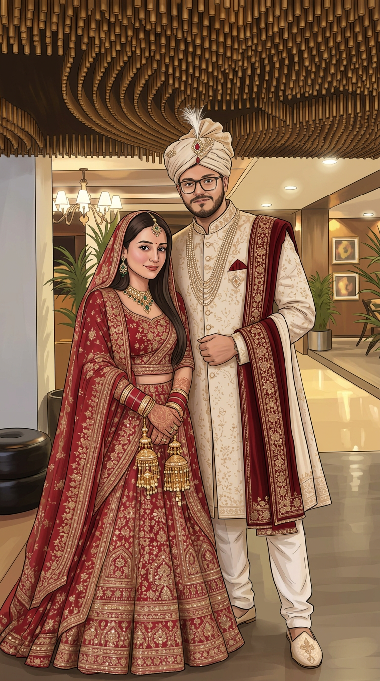 Sachin and Nitika in traditional wedding attire